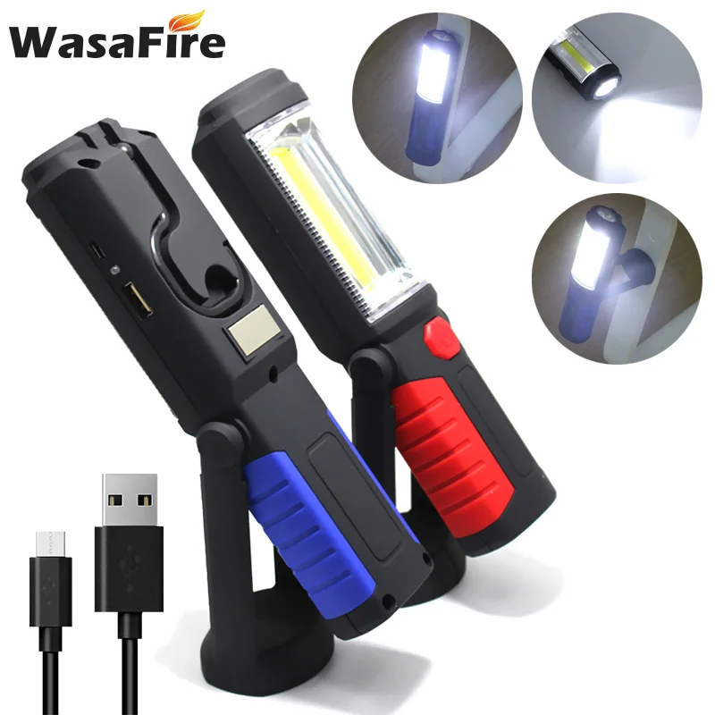 Портативный светодиодный фонарик с COB матрицей заряжаемый от USB Магнитный