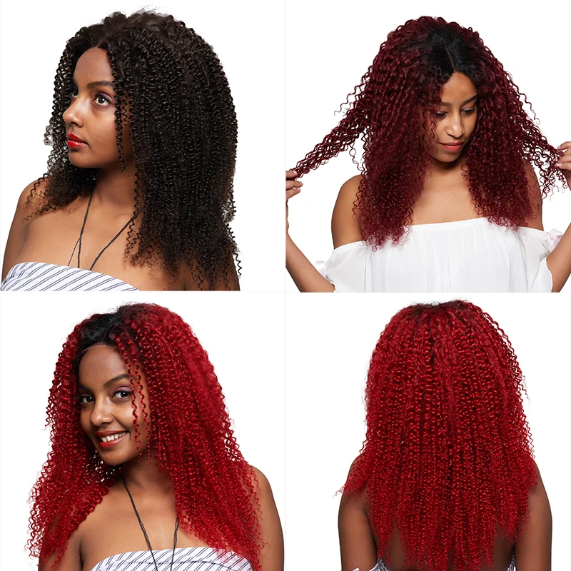 I Envy цветные застежки бразильские волосы плетение красный курчавый кудрявый