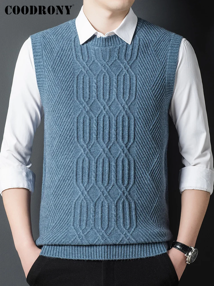 

COODRONY бренд Повседневная Уличная мода мужской вязаный мягкий жилет Новое поступление весна осень мужской геометрический свитер без рукавов...