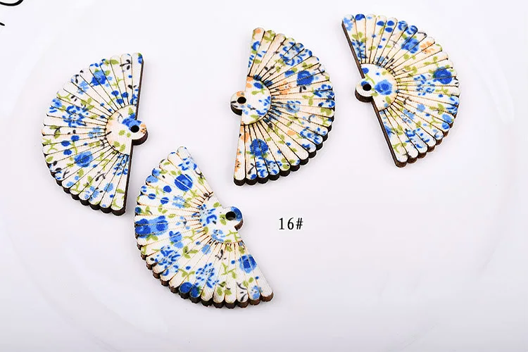 DIY японский веер с Сакурой серьги простые деревянные бусины материал