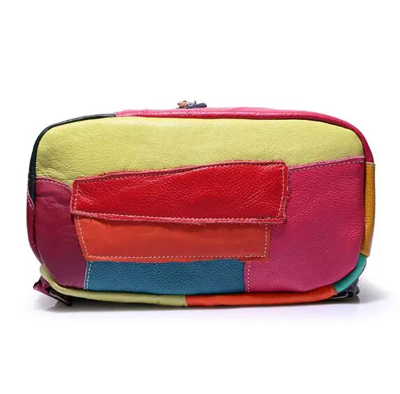 

Brand new retro Genuine Leather Backpack Sheepskin lady Backpack Designer Travel Colorful Patchwork Luxury Shopper Bag Mochila