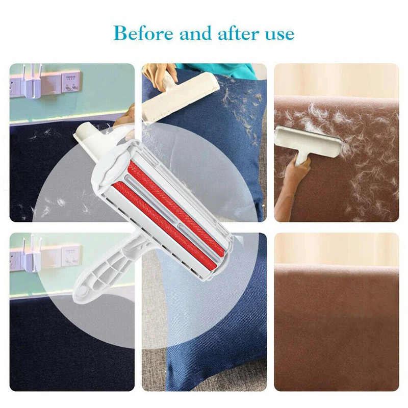 

2-Way Pet Hair Remover Roller Removing Dog Cat Hair from Furniture self-cleaning Lint Pet Hair Remover One Hand Operate for sofa