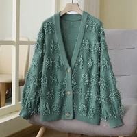 womens knitting long sleeve sweater womens decorative knitting jacket with tassel cufflinks new 2021 autumn and winter