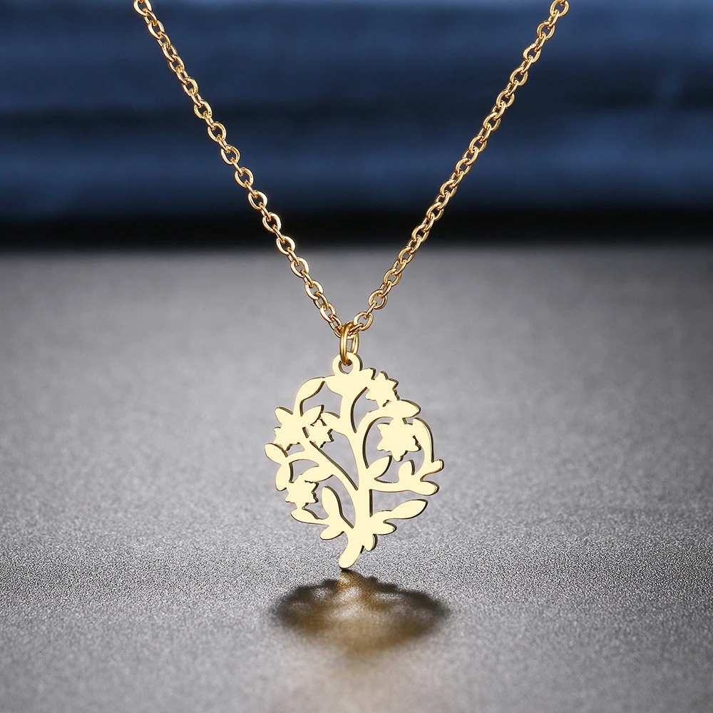 

Stainless Steel Necklaces Wishing Tree Pendants Chain Choker Jewellery Fashion Necklace For Women Jewelry Wedding Party Gifts