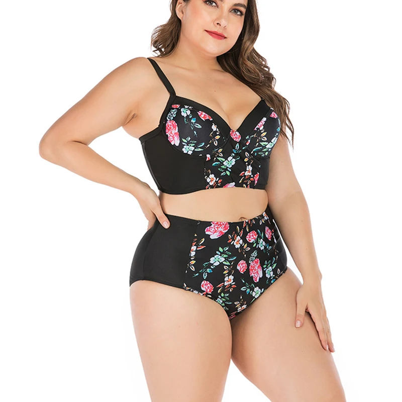 Женский комплект бикини из двух предметов большого размера Ретро пляжный