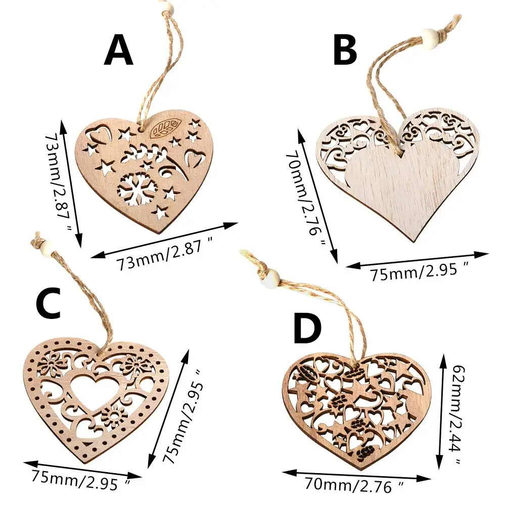 Любящее сердце деревянное чип Рождественские Подвески Украшения для