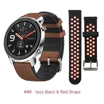 Steel add blackred Глобальная версия Amazfit GTR 47 мм Huami Смарт-часы 5ATM водонепроницаемые 24 дня батарея gps управление музыкой Поддержка Android IOS - Цвет: Steel add blackred