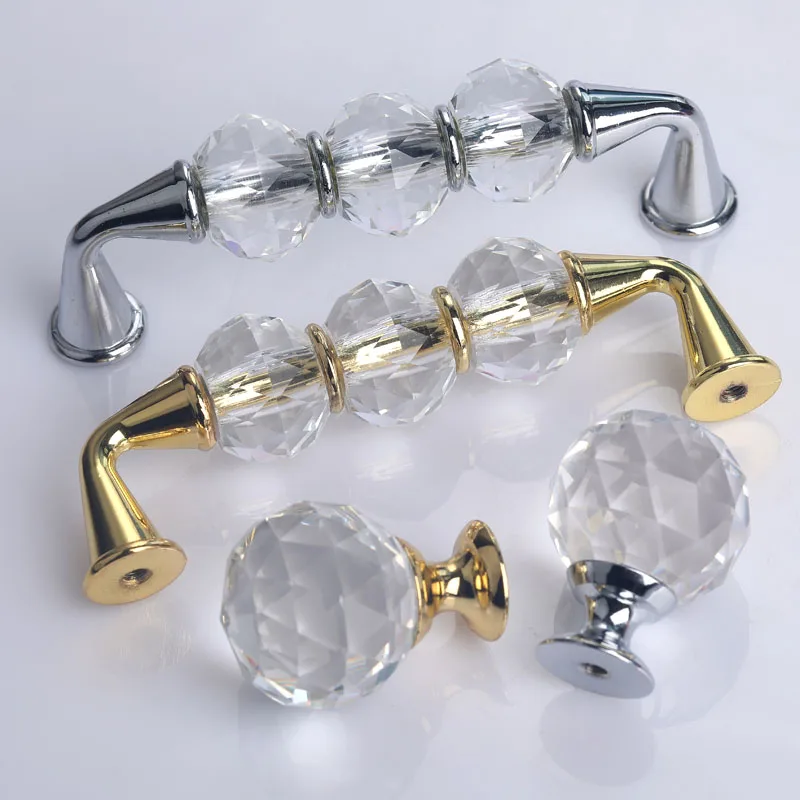 96 мм модная Роскошная прозрачная Хрустальная ручка для винного шкафа кухонного