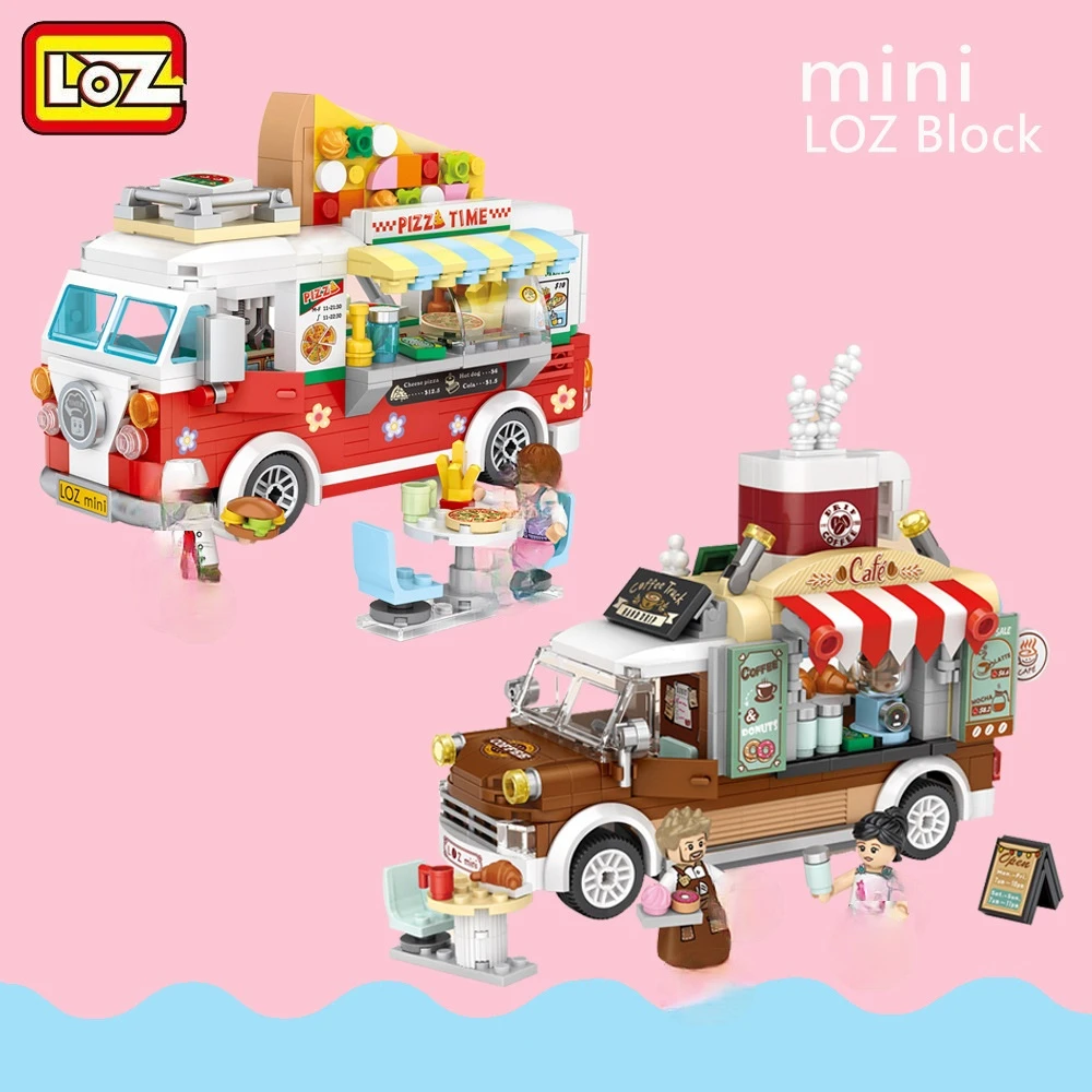 

LOZ Mini Blocks City Series Street View 491pcs+ FOOD Truck Fruit/icecream Shop Learning Assemble Toys 1739