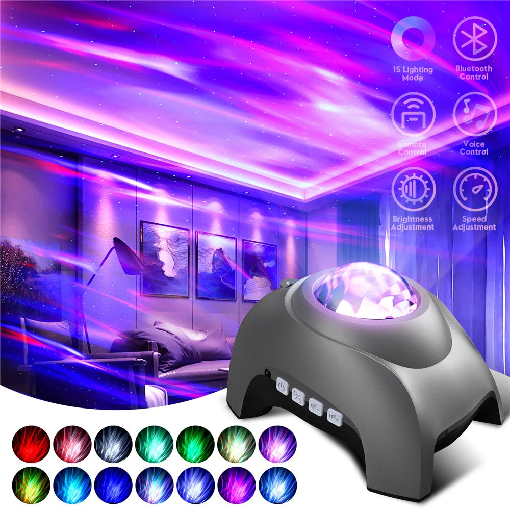

Northern Lights Aurora Projector Galaxy Star Projector Bluetooth Music Speaker White Noise Night Light Aurora Lamp Decor for Kid