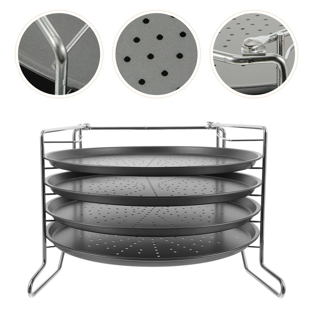 

1 Set 4-layers Pizza Pans Perforated Pizza Tray Baking Supplies for Home