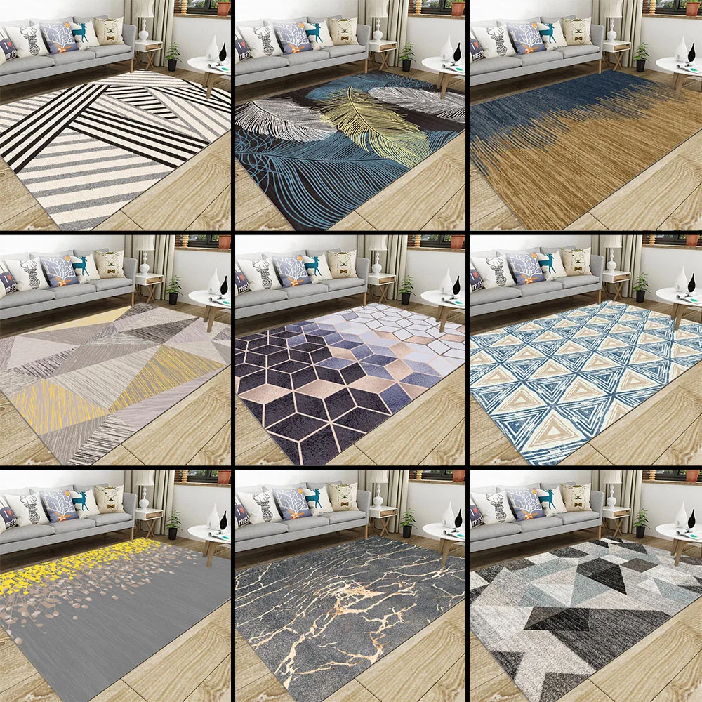 

Nordic Living Room Geometric Carpet Super Flannel Point Plastic Anti-slip Area Rug Winter Warm Thick Decor Bedroom Carpets Rug