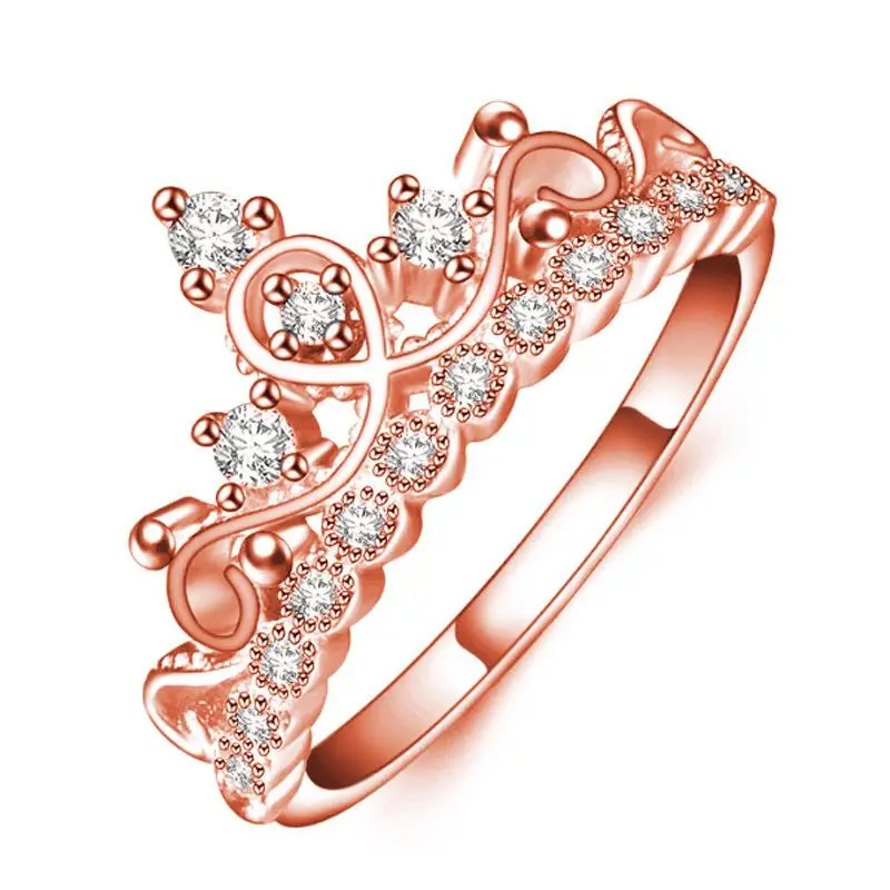

18K Rose Gold Crown Diamond Ring Engagement Party Zircon peridot Anillos Brincos Para As Mulheres for Women Rings Gemstone 2019
