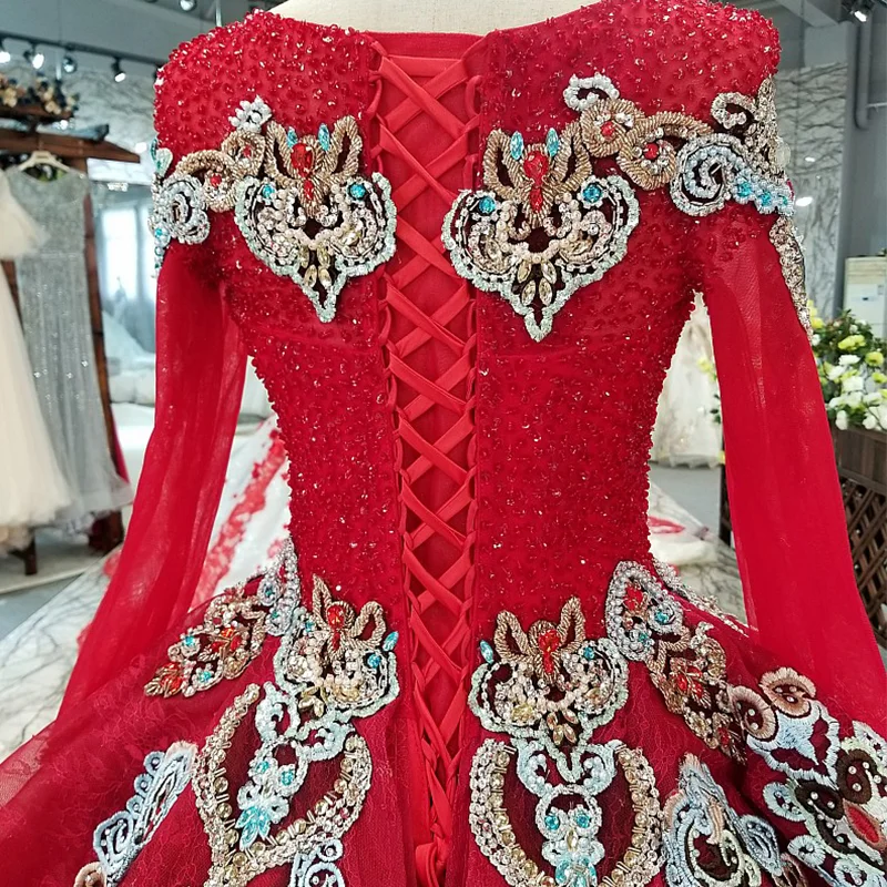 LS54744 королевское красное vintage платье партии o шеи длинние tulle втулки зашнуруйте