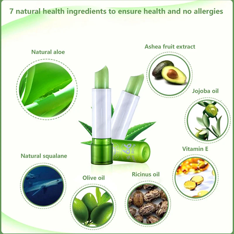 

1PC Lip Balm Moisture Long-Lasting Natural Aloe Vera Lipstick Color Mood Changing Long Lasting Moisturizing Lipstick Anti Aging