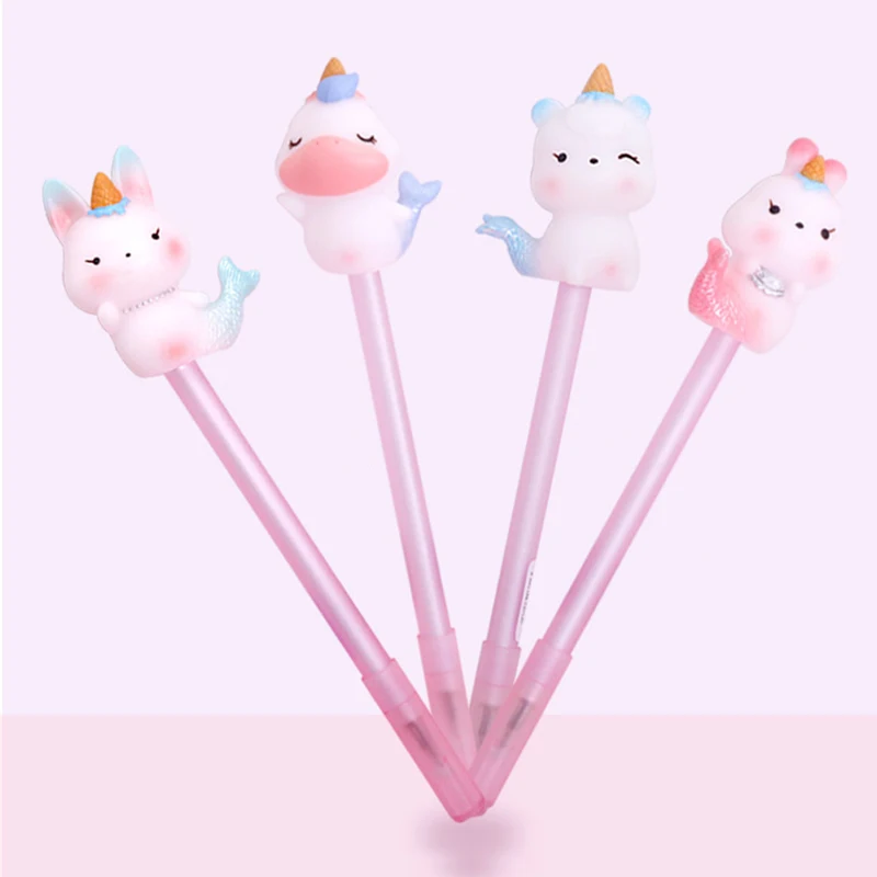 Милые ручки с персонажами мультфильмов Kawaii Aniamls гелевые черные чернила для