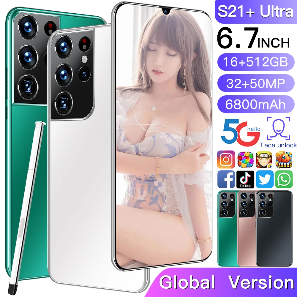 

Global Version Galay S21+ Ultra Mobile Phones 5G 16GB RAM 512GB ROM Smartphones Dual Sim Unlocked Cellphone Smart Phones Android