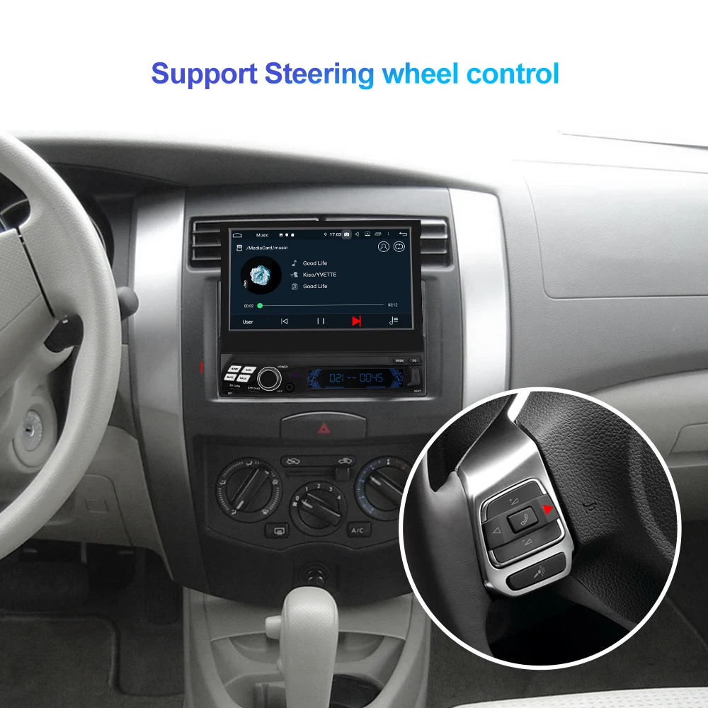 $231.78 Isudar Universal Car Multimedia Player 1 Din Android 10 7 Inch Detachable Multi Touch Screen Octa Core Stereo Radio GPS RAM 4GB