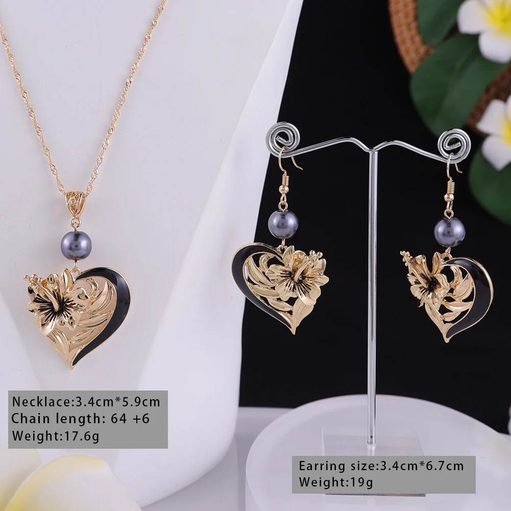 Ювелирные наборы Гавайские ювелирные изделия подвеска в форме сердца Золотая