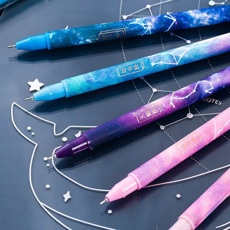 12 штук гелевых ручек "Двенадцать зодиакальных созвездий" Kawaii Звёздное небо Крутые ручки 0,5 мм Чернила черного цвета Канцелярские товары для офиса и школы Милые канцелярские принадлежности на.