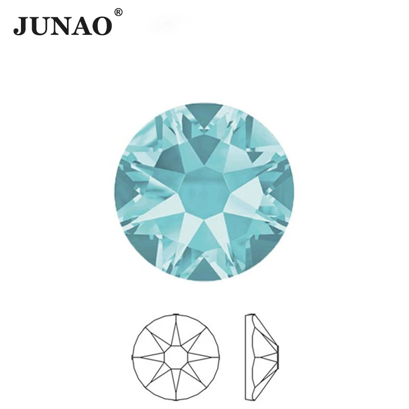 

JUNAO SS10 SS16 SS20 SS30 16 Cut Facet Flatback Glass Rhinestones Nail Stones Non Hotfix Strass Diamond for Clothes