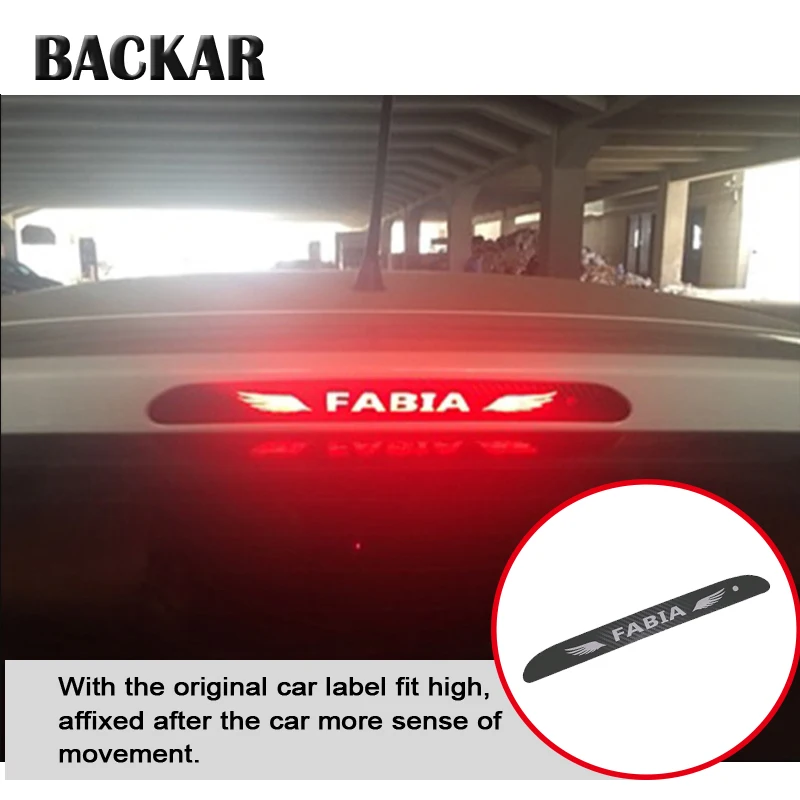 

Car Styling 3D Carbon Fiber Emblems Stickers For Skoda Fabia 2008 2009 2010 2011 2012 2013 2014 High Brake Light Accessories