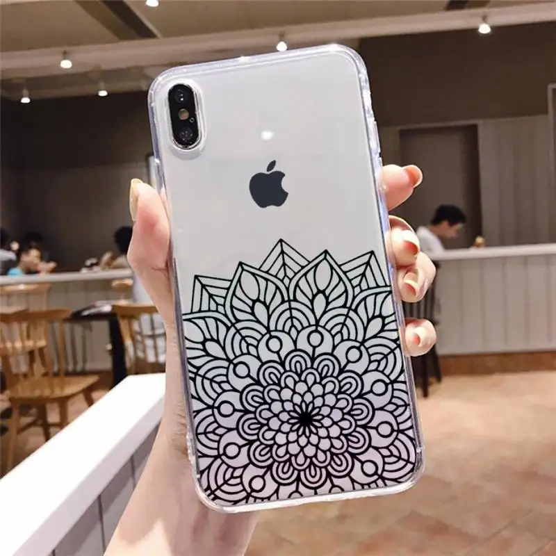 

Mandala aesthetics pattern Phone Cases Transparent soft For iphone 5 5s 5c se 6 6s 7 8 11 12 plus mini x xs xr pro max