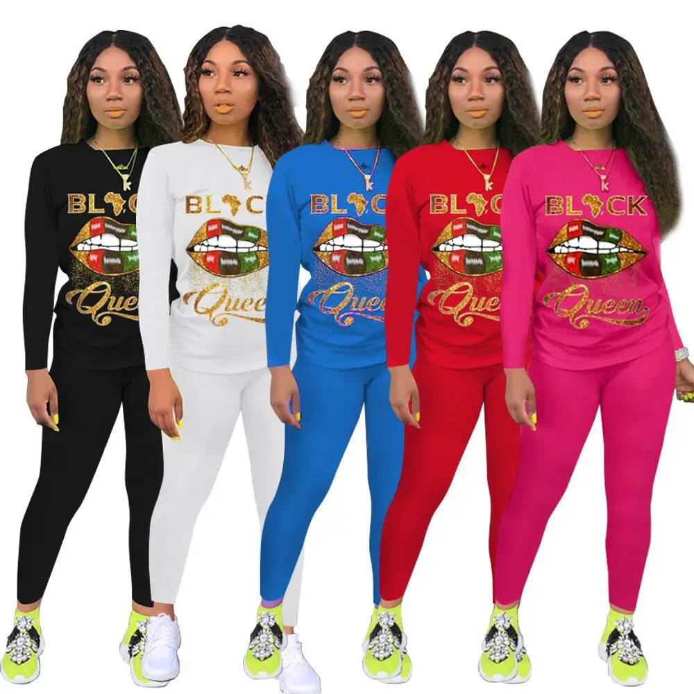 

Lounge Wear Vintage Printed Track Suit Women Two Piece Outfits Long Sleeve T-Shirt Top And Sports Pants Sweatpants Hot
