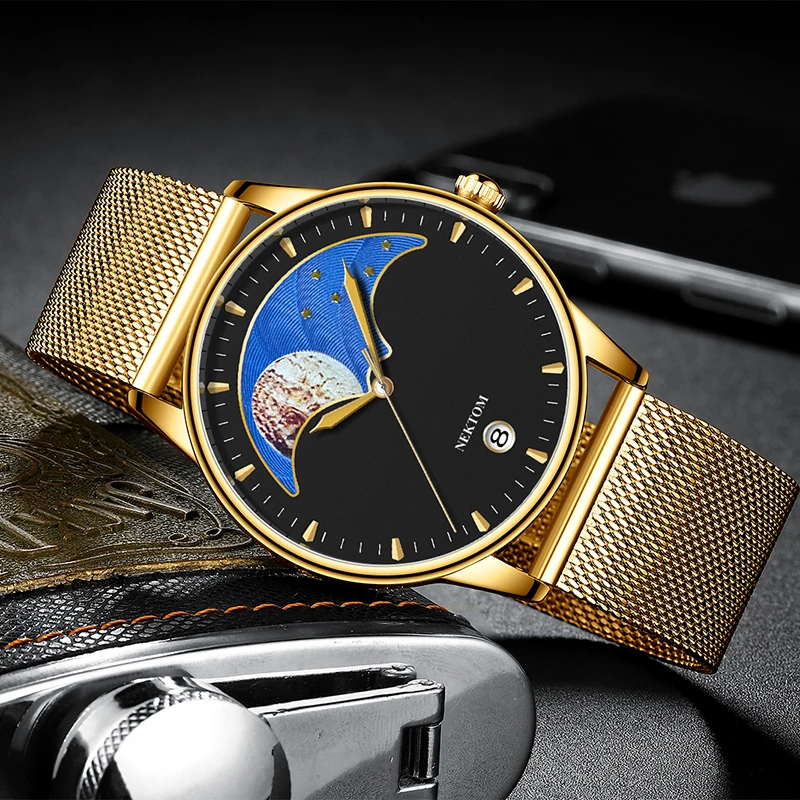 Часы наручные NEKTOM Мужские кварцевые люксовые модные повседневные в стиле