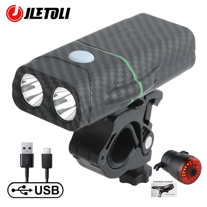 

JLETOLI Waterproof Front Bicycle Light Aluminum Alloy Cycling Headlight Light for Bike Light Rechargeable Bike Tail Light