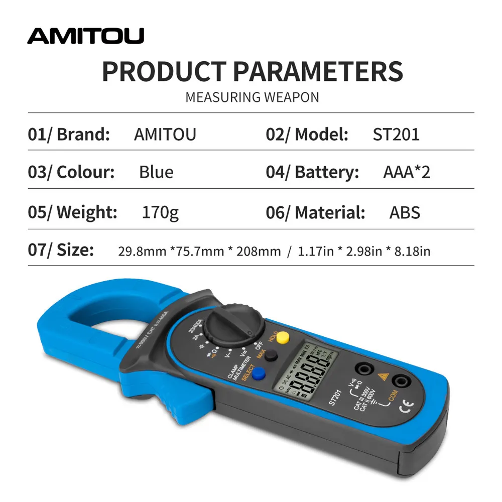 AMITOU ST201 индикатор напряжения клещи профисионал цифровой токовые ac dc multimeter