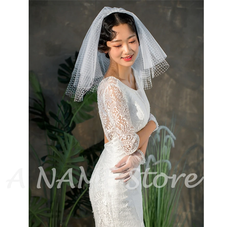 Короткие Свадебные фаты для невест невесты с расческой Румяна 4 слоями белого