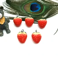 20x19mm red strawberry shaped enamel resin pendant 5 pieces of fashion jewelry accessories diy