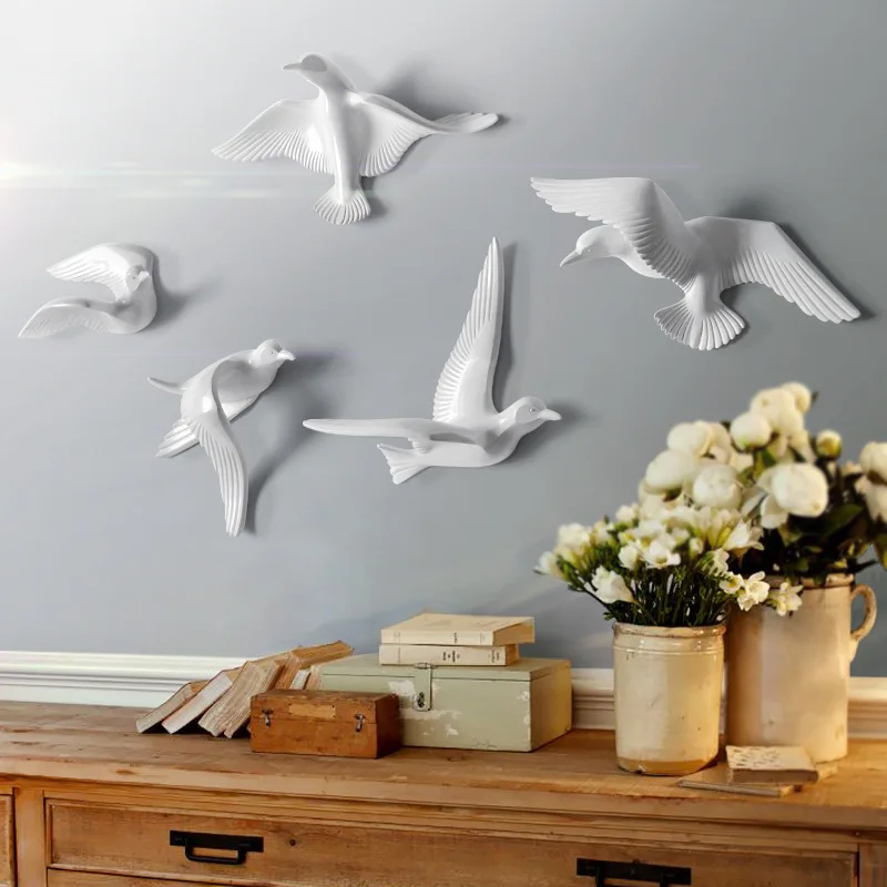 

EUROPEAN WALL RESIN BIRDS WALL HANGING PIGEON CRAFTS DECORATION HOME LIVINGROOM SOFA BACKGROUND 3D WALL STICKER MURAL ORNAMENTS