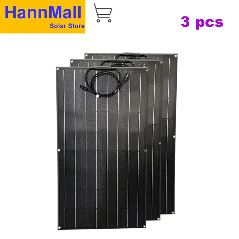 300W 3X100W ETFE полугибкая солнечная панель солнечная батарея panneau solaire 12V Mono Cell для RV лодки яхты автомобиля Караван зарядное устройство