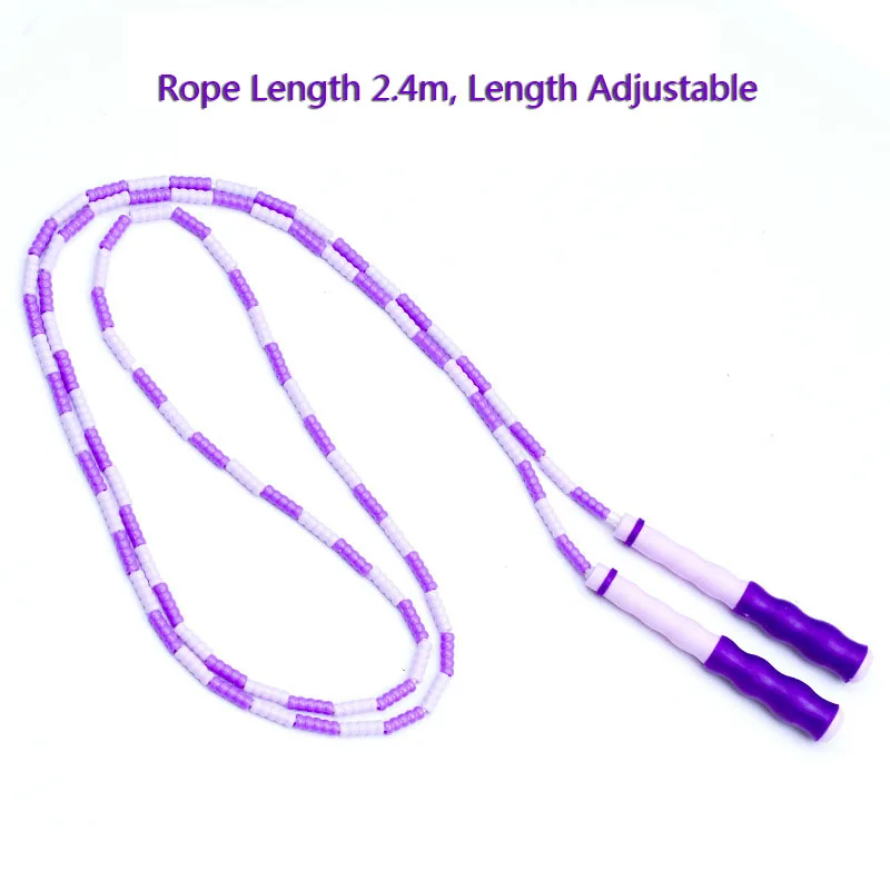 

Durable Bamboo skipping rope beads Soft Beaded Segmented Cheap Plastic Adjustable kids Jump Rope bead with PVC handle jump rope