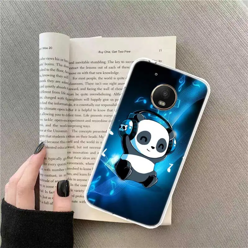 panda anime cute cover phone case for motorola one action vision cover moto g9 plus g8 play g7 power g6 g5 g5s e6 e5 capa shell free global shipping