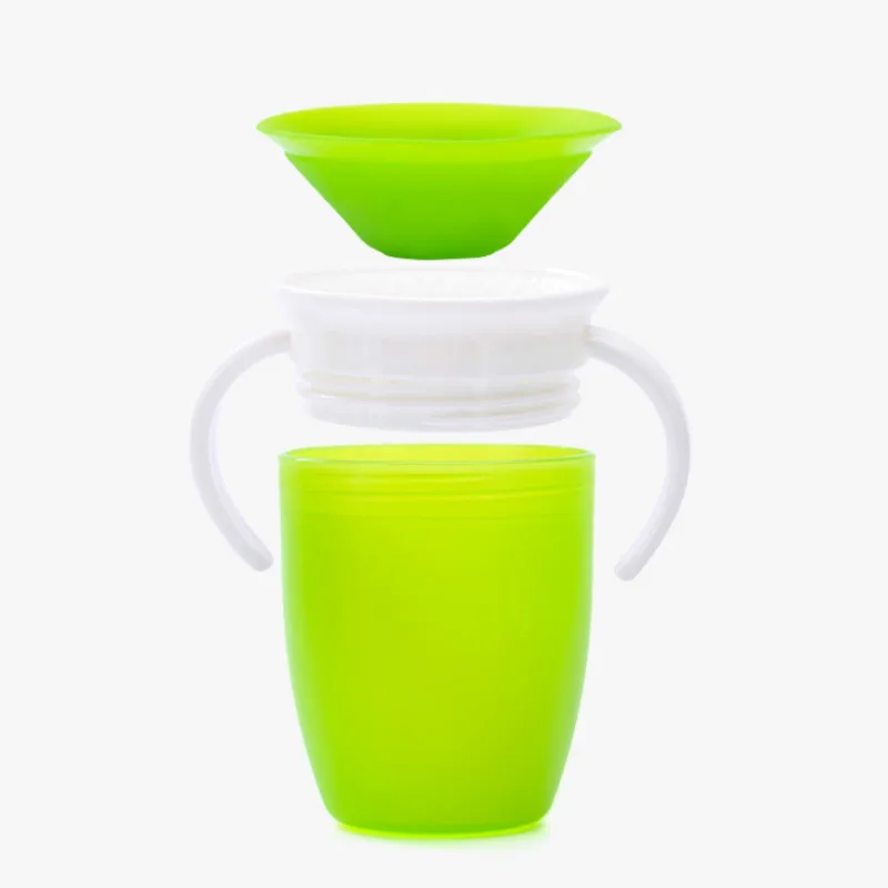 Taza de aprendizaje para beb&eacute; con tapa abatible de doble ASA, 360 grados, a prueba de fugas, sin BPA-2