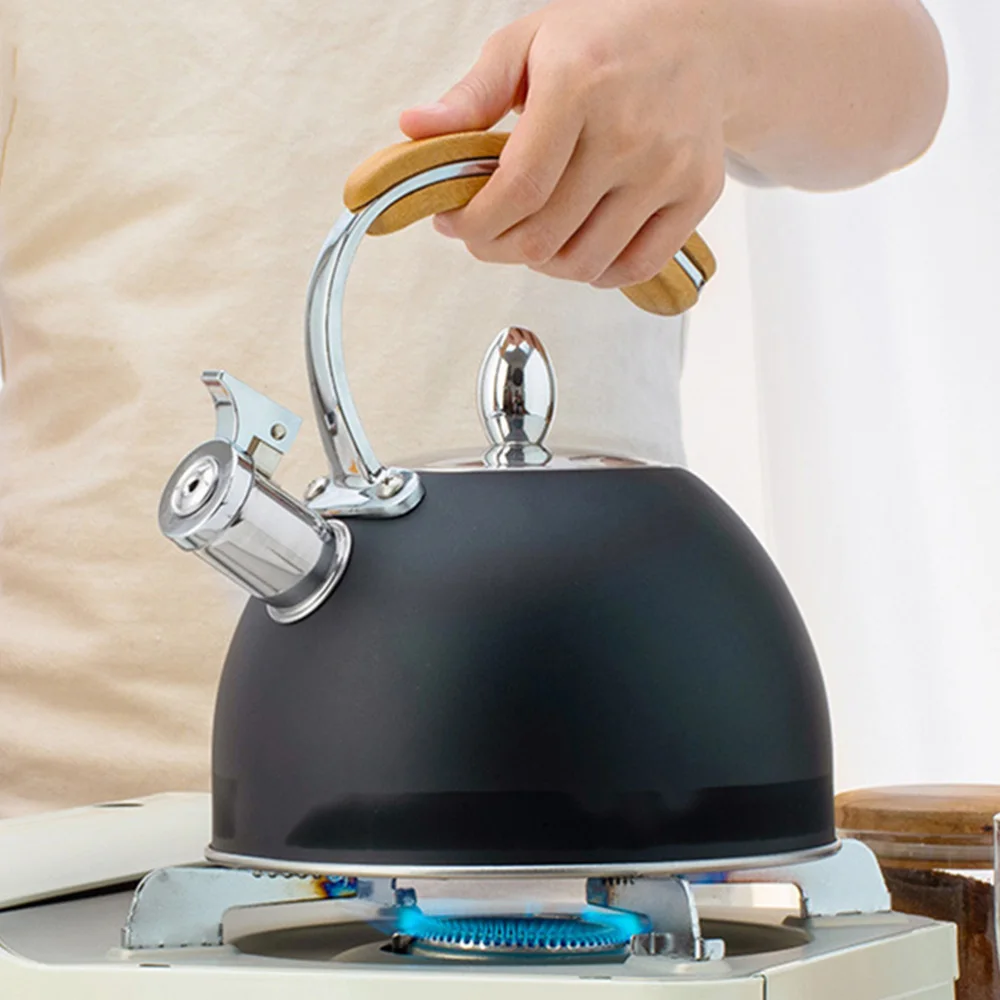 

1 Pc 3L Whistling Teakettle Stainless Steel Water Kettle Wood Handle Kettle