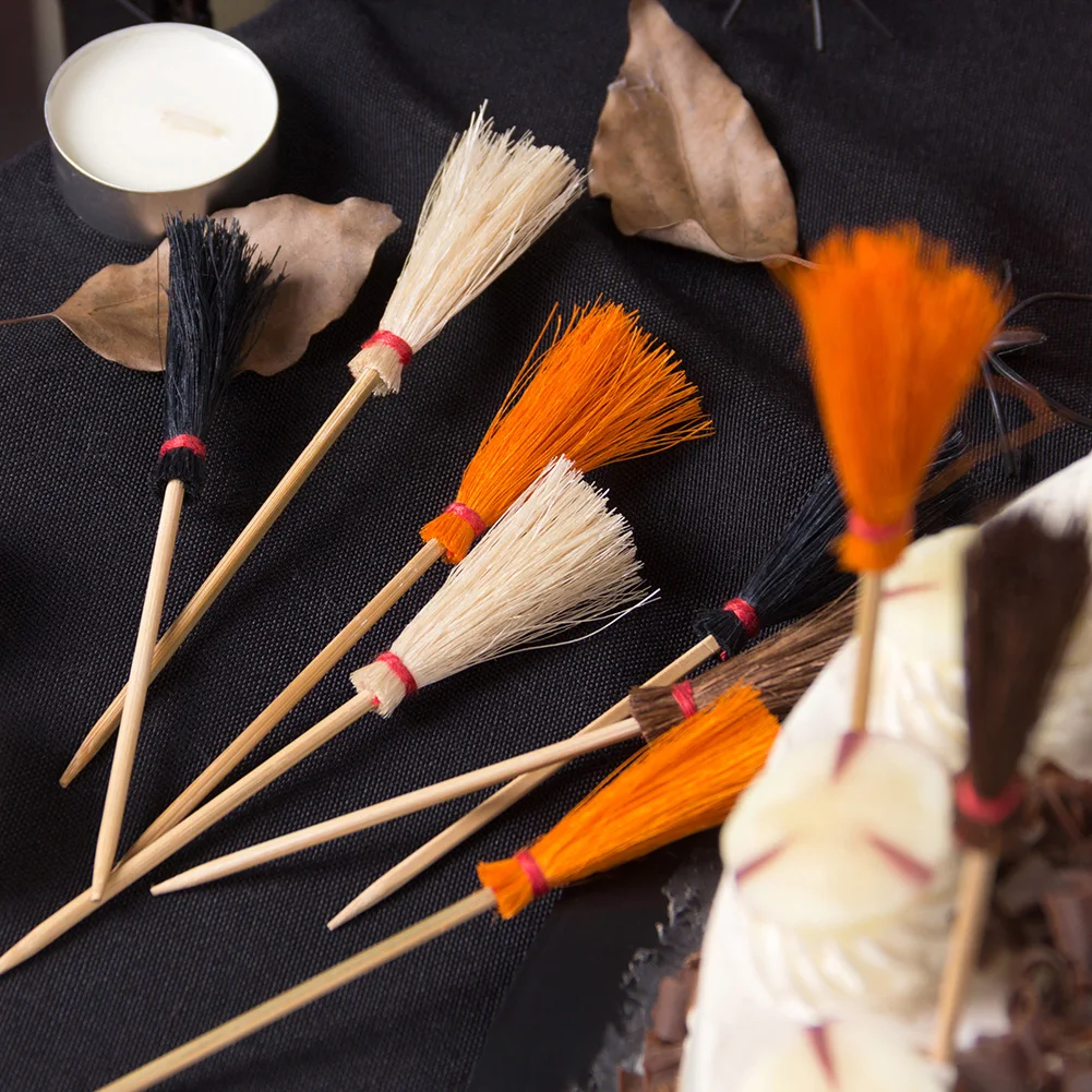 Halloween Party Decoration 12Pcs/set Broom Witch Cupcake Toppers DIY Crafts For Kids Boys Girls Birthday Home Decor | Дом и сад