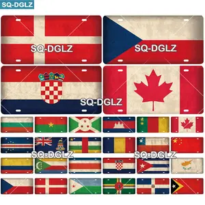 SQ-DGLZ B-E City номерной знак, металлический знак, винтажный декор для стен, для бара, флага страны, ХорватииДанииЧехииКубы