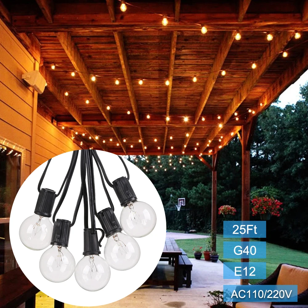 3.5M G40 Globe Bulb Christmas Lights Outdoor With 12 Clear Ball Garland Light Fairy Wedding Birthday Decoration Light