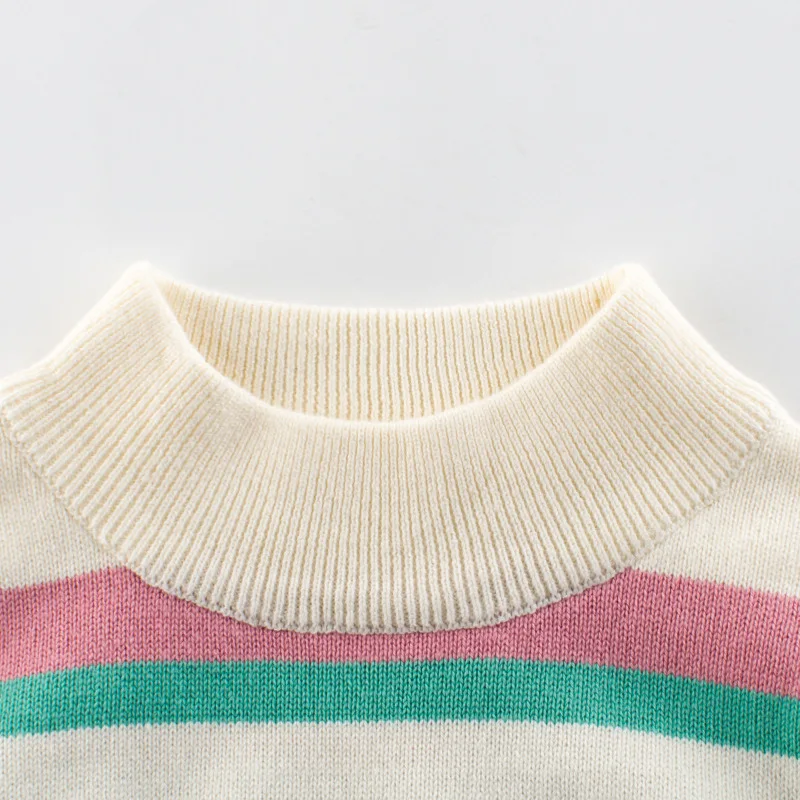 New Arrival Girl Striped Sweater Children Clothing Knitted Sweaters Baby Girls Pullover Tops Knitwear 1-9T Kids | Детская одежда и