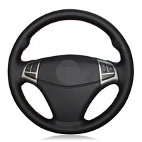 car steering wheel cover diy hand stitched black artificial leather for ssangyong korando 2010 2019