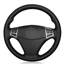 Car Steering Wheel Cover DIY Hand-stitched Black Artificial Leather For Ssangyong Korando 2010-2019