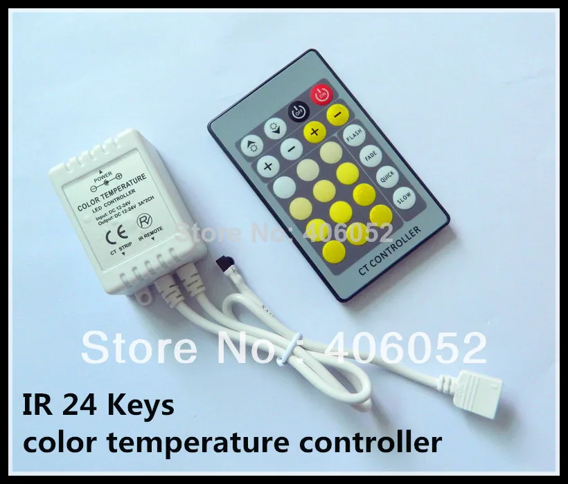 

100 шт. 24Key IR Led Цветовая температура контроллер DC12-24V 3A * 2CH 2 дороги вход для 3528 5050 5730 5630 Светодиодная лента CT контроллер