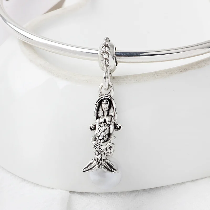 5 шт. розовое золото/серебро Цвет с рисунком маленькая русалочка жемчуг