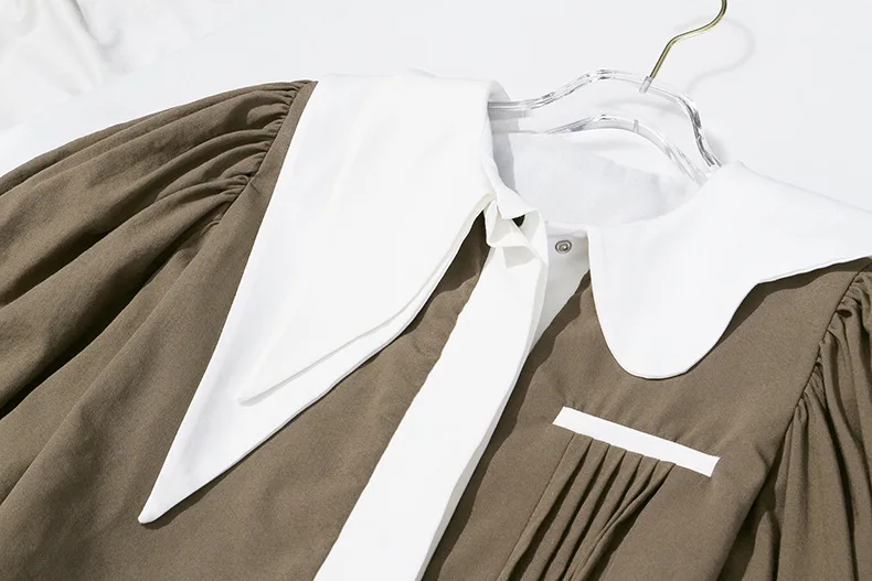 

Women Cropped Blouse Colorblock Long Sleeve Asymmetrical Blouse Tops