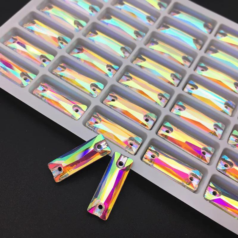 Прямоугольная багета для шитья камни кристально чистые AB с плоской задней