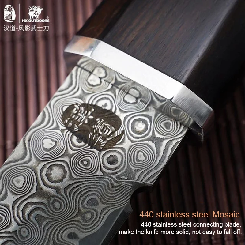 Нож для выживания Hando из дамасской стали с зернистой розой портативный карманный